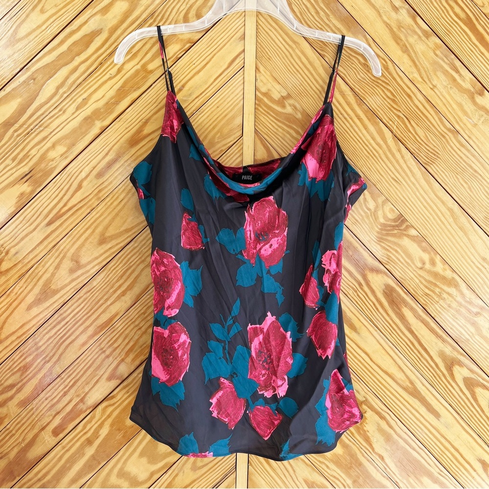 PAIGE Floral Giovanna Painted Rose Satin Tank